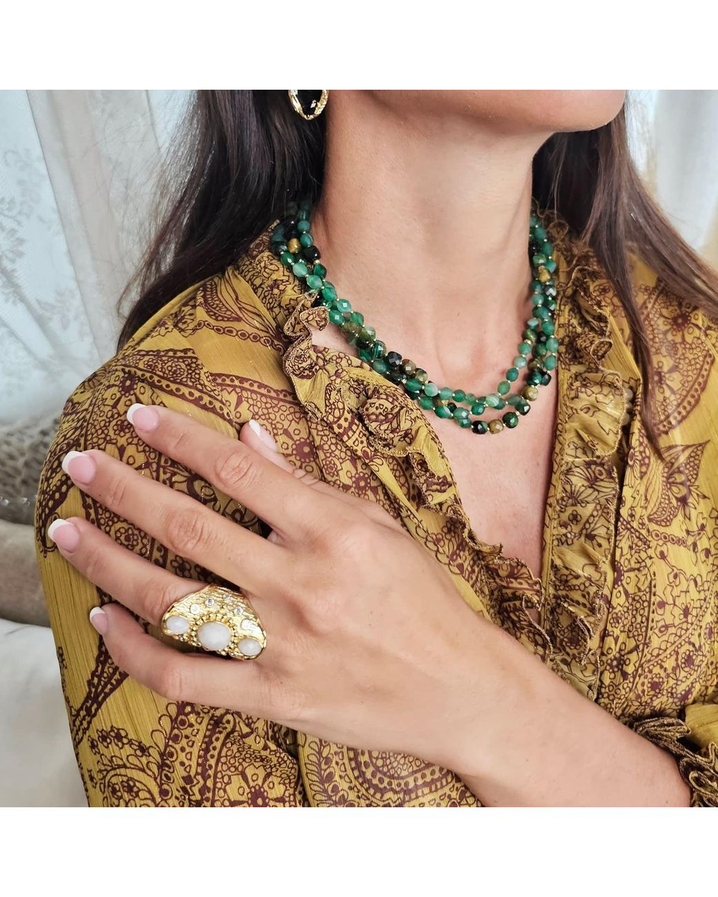 Farra Metallic Moonstone Statement Ring