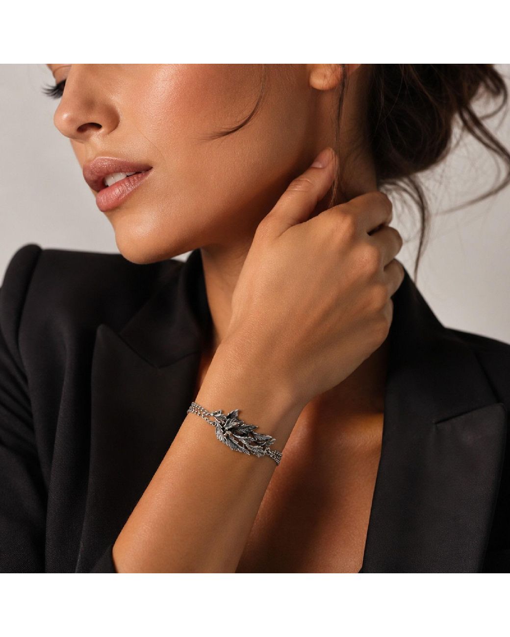 Unaloe Metallic Sterling Leaf Bracelet Adjustable – Handmade Botanical Jewelry With Italian Craftsmanship