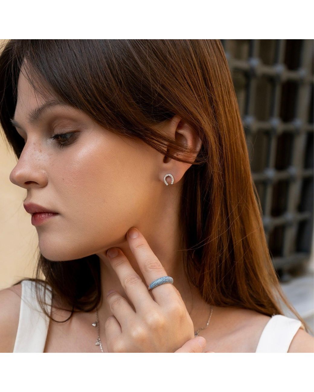 Spero London Blue Pave Sterling Dome Ring