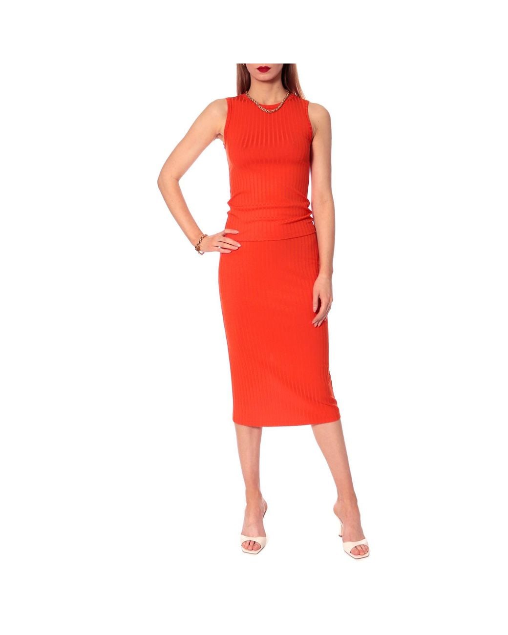 AGGI by HALEWSKI Red Rita Sum Bodycon Midi Skirt