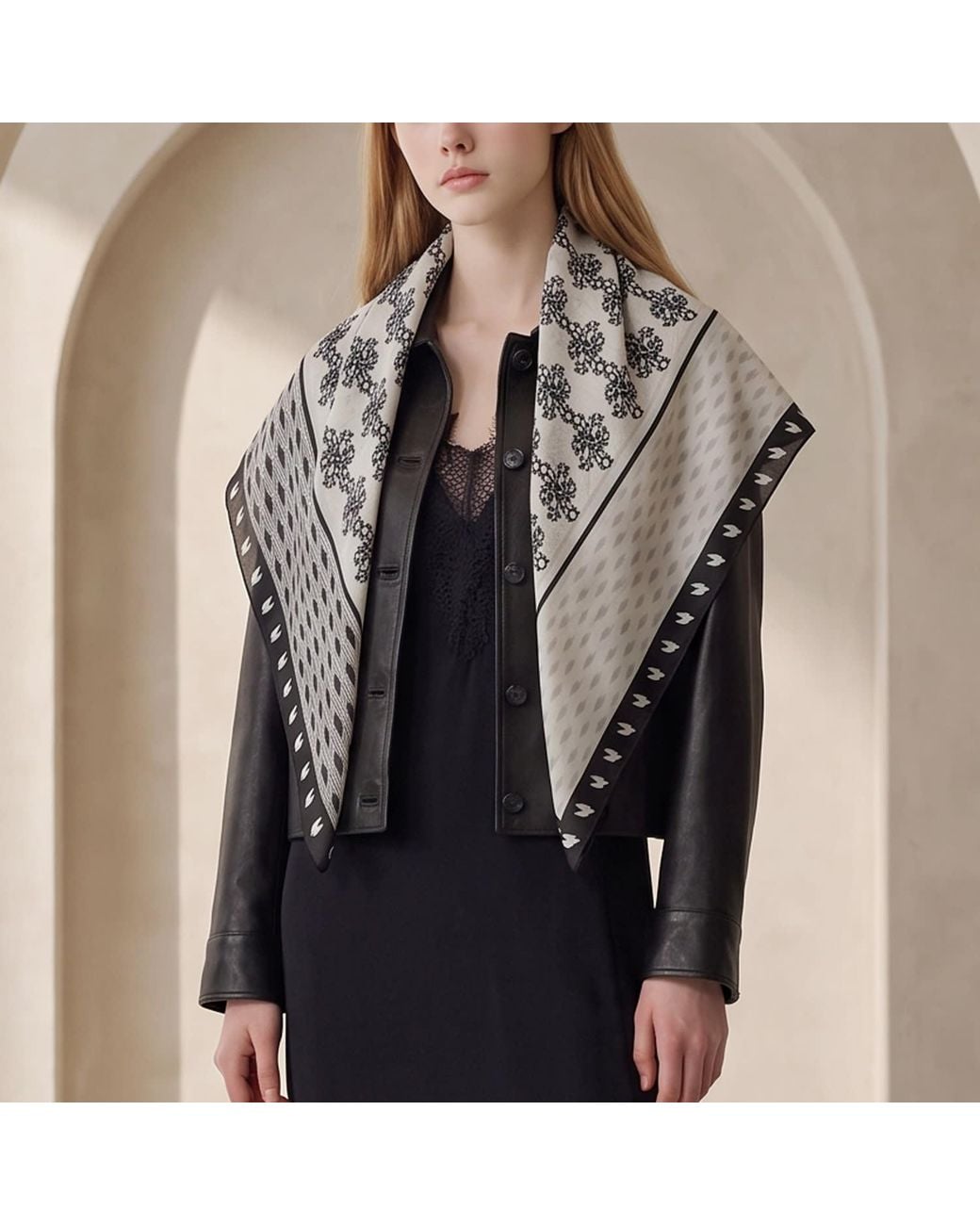 Ana Maison Blue Facet Silk Wool Scarf