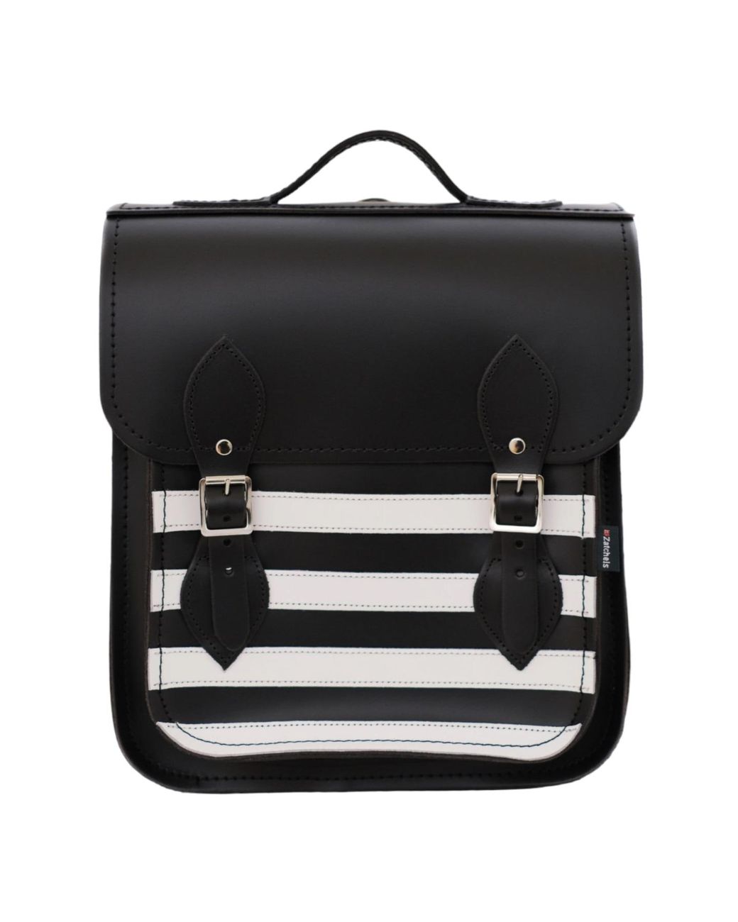 Zatchels Black Handmade Leather City Backpack