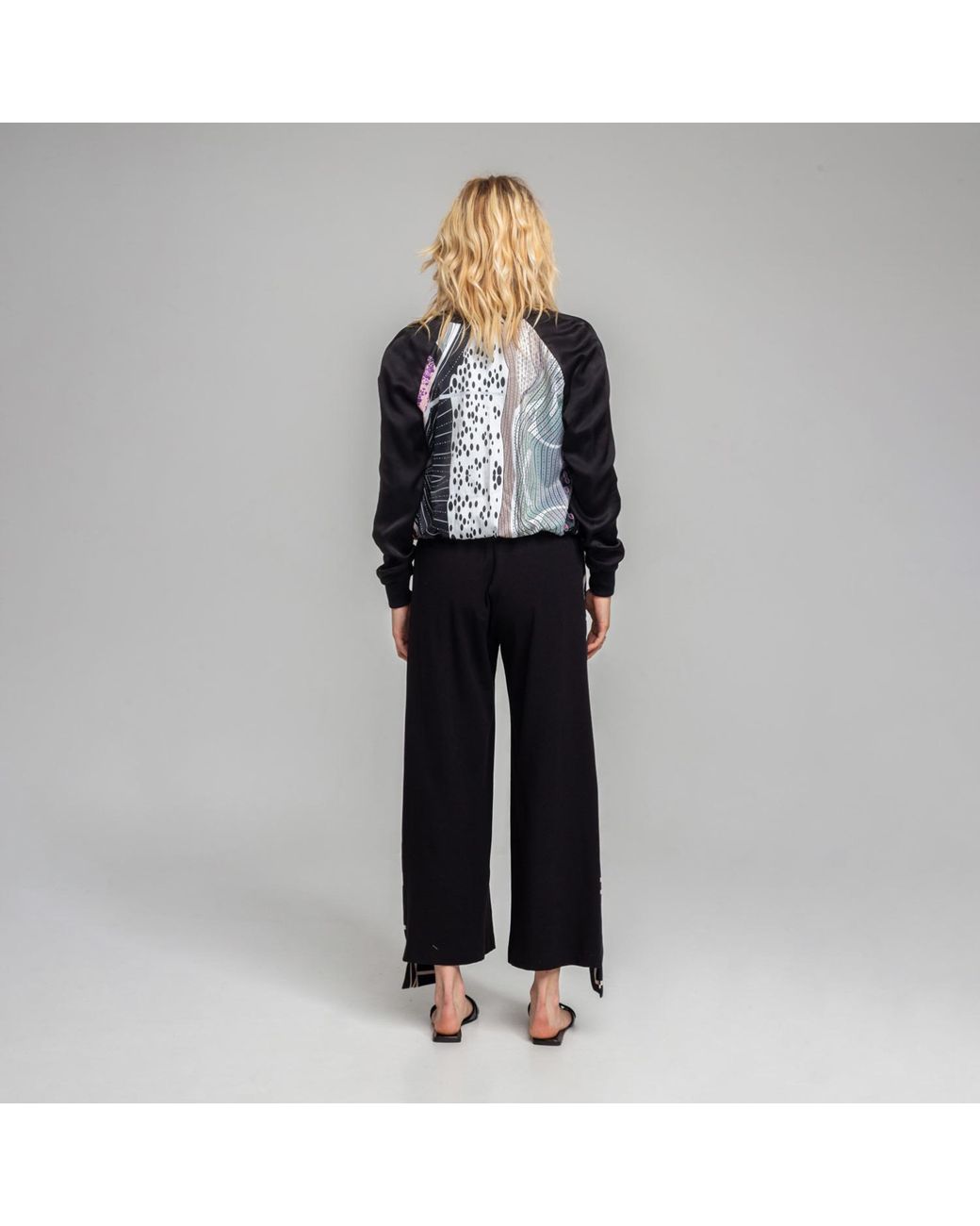 ARTISTA Black Gaia Printed Zipped Bomber Jacket
