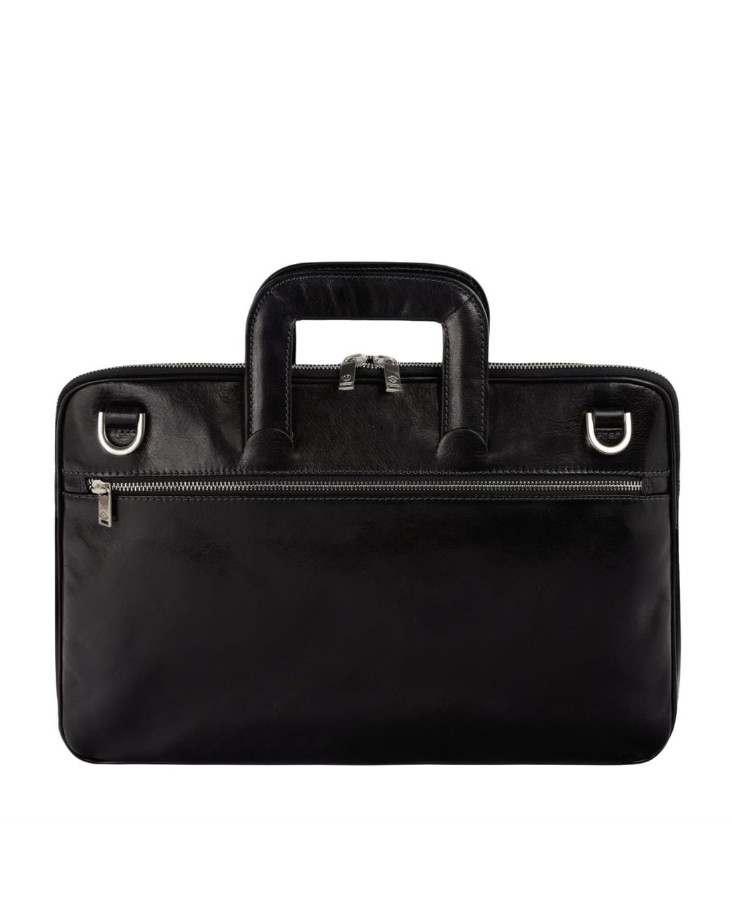 Time Resistance Black Leather Briefcase Laptop Bag for men
