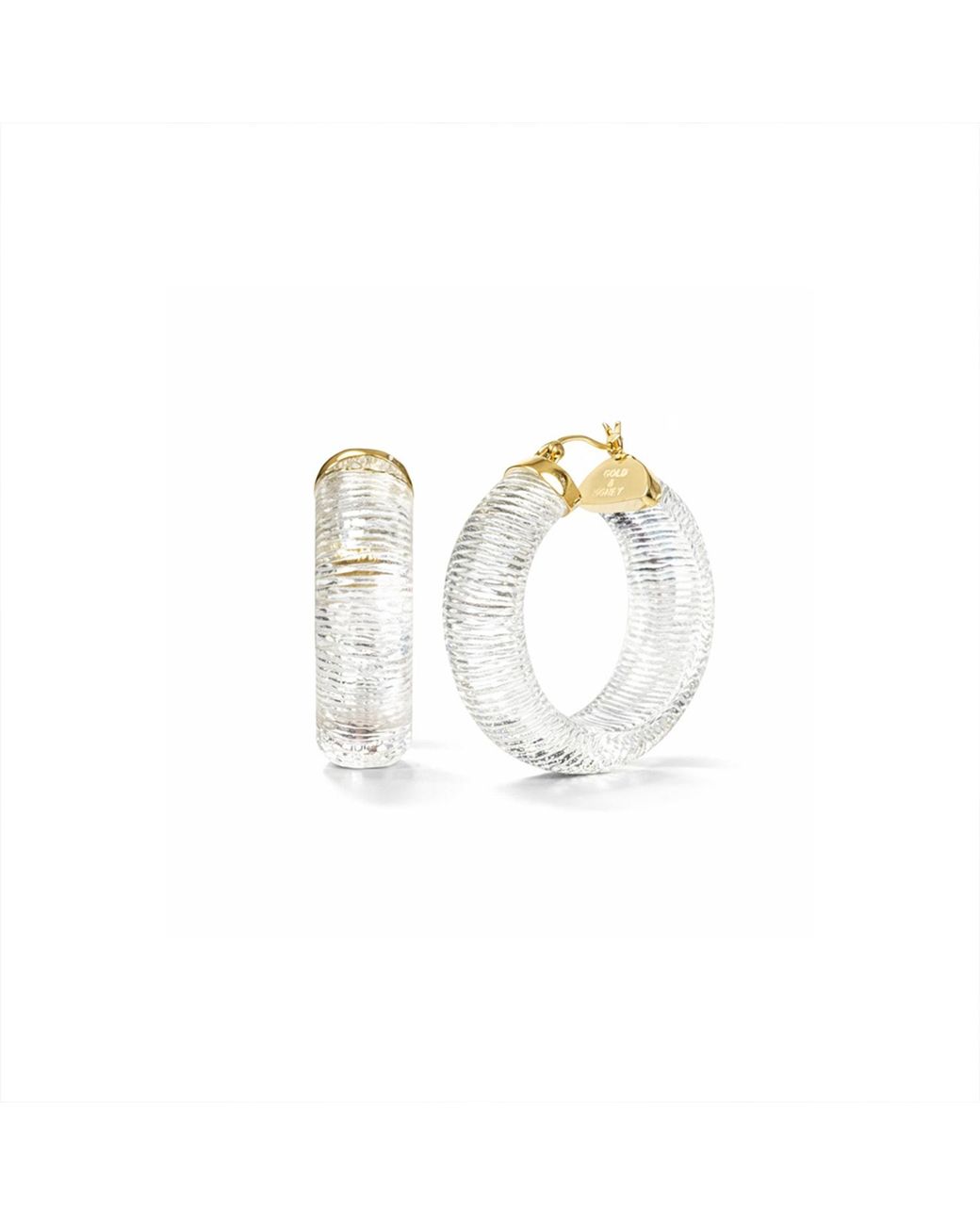 Gold & Honey Metallic Clear Diamond Cut Wide Hoops