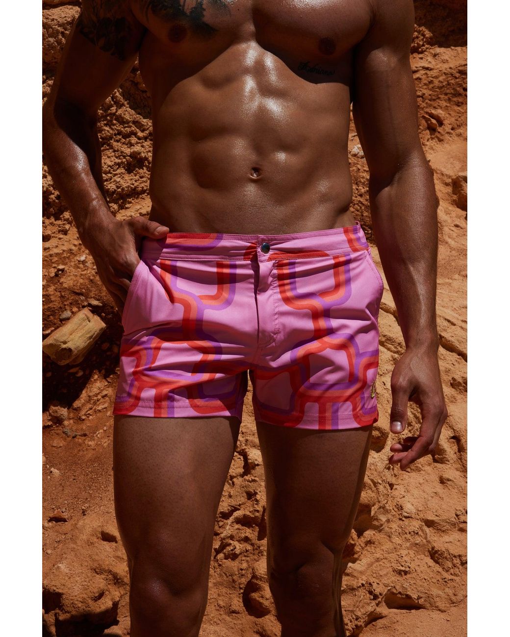 Julia Clancey Red Sunset Rooftop Board Short for men