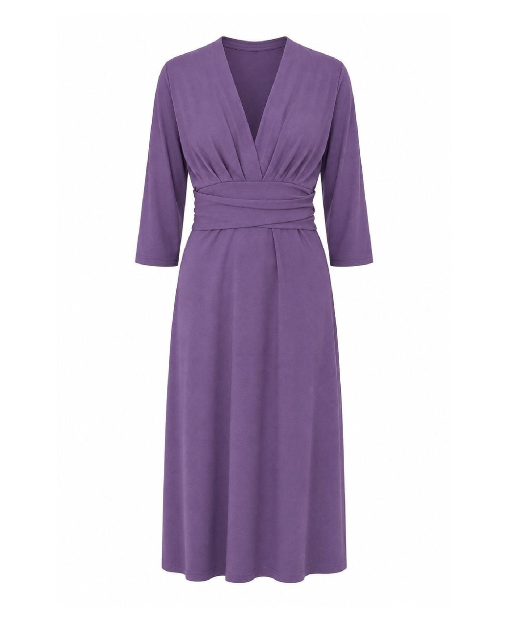Conquista Purple Draped Waist Midi Dress