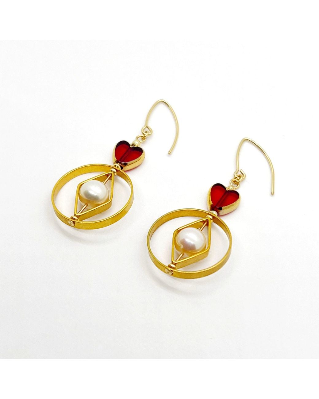 Aracheli Studio Metallic Geometric Heart X Pearl Earrings