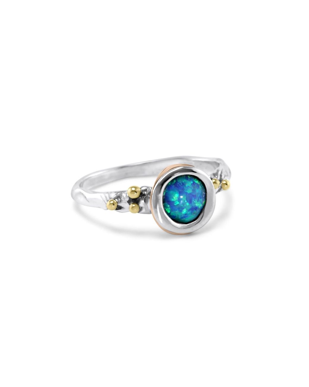 Isla Silver Blue Handmade Opulent Opal Ring