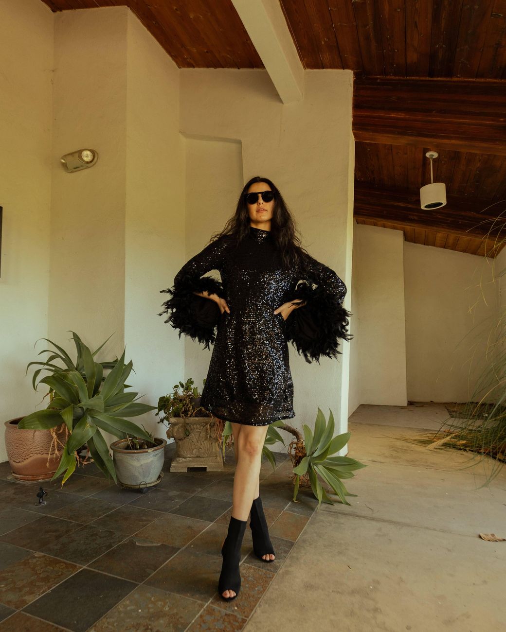 Jennafer Grace Black Time Warp Sequin Mod Mini