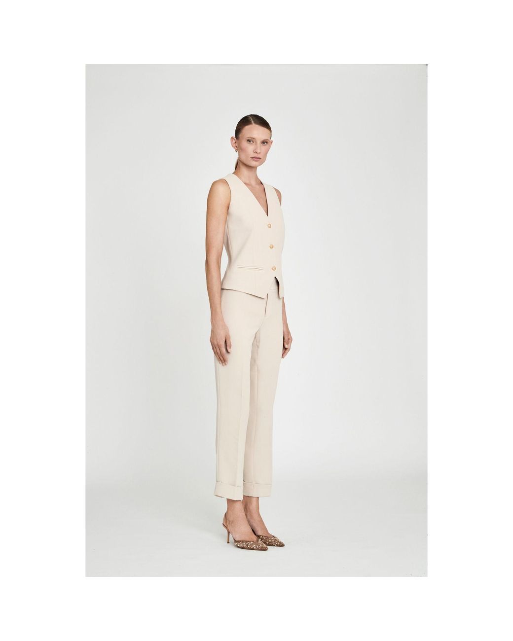 The Extreme Collection Brown Neutrals Tailored Vest Atelier