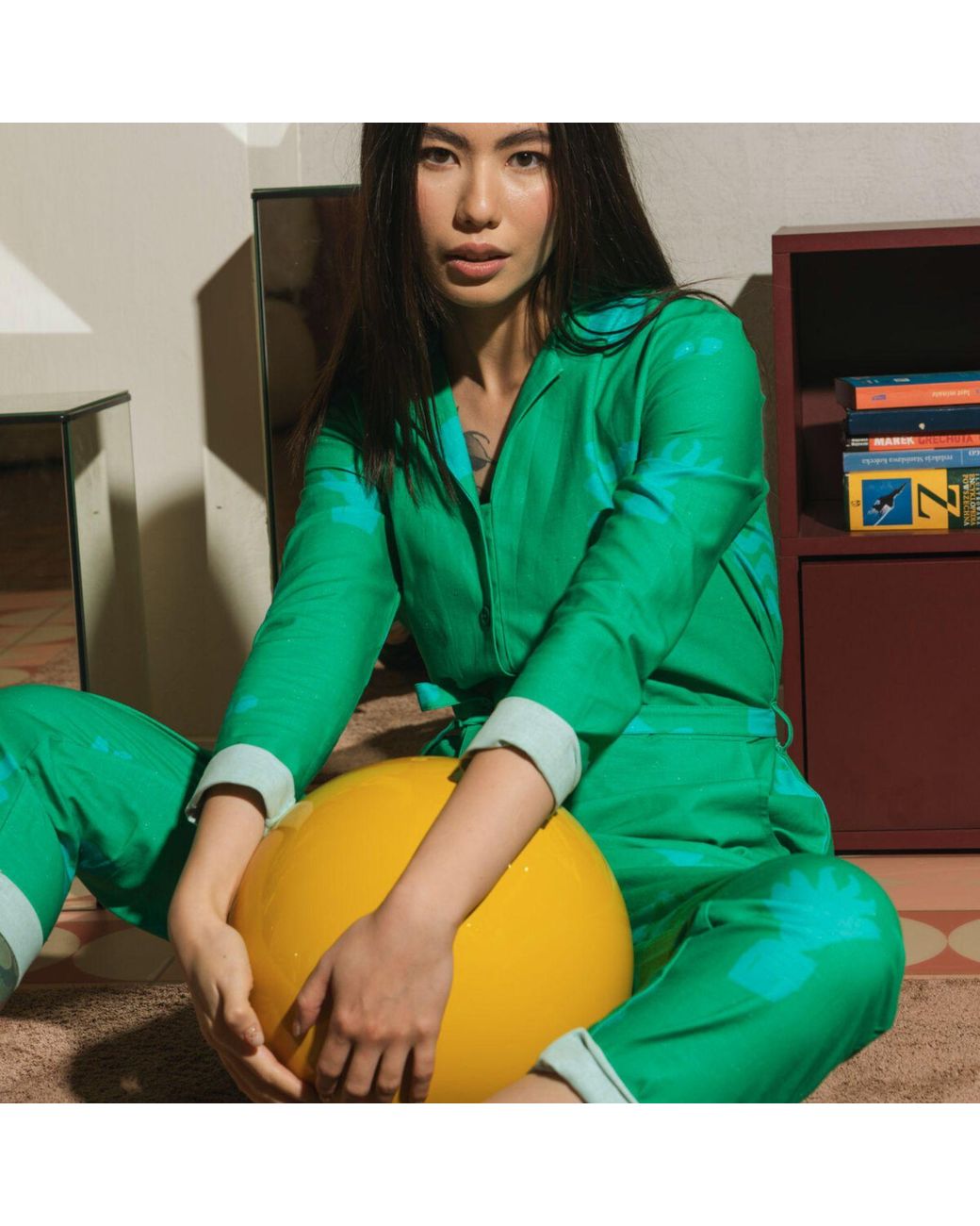 Wild Clouds Green Organic Cotton & Linen Jumpsuit
