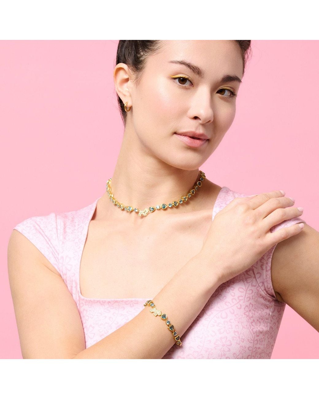 Cloud Haven Metallic Heart Crystal Logo Necklace