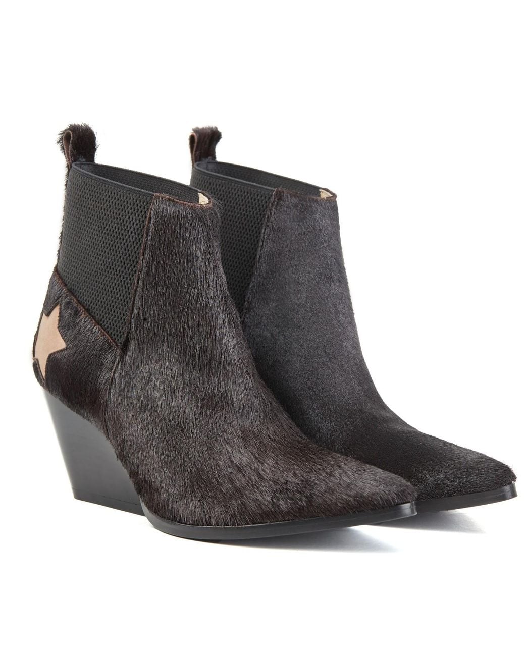 Rosamund Muir London Black Felixa Dark Calf Hair With Star Ankle Boots