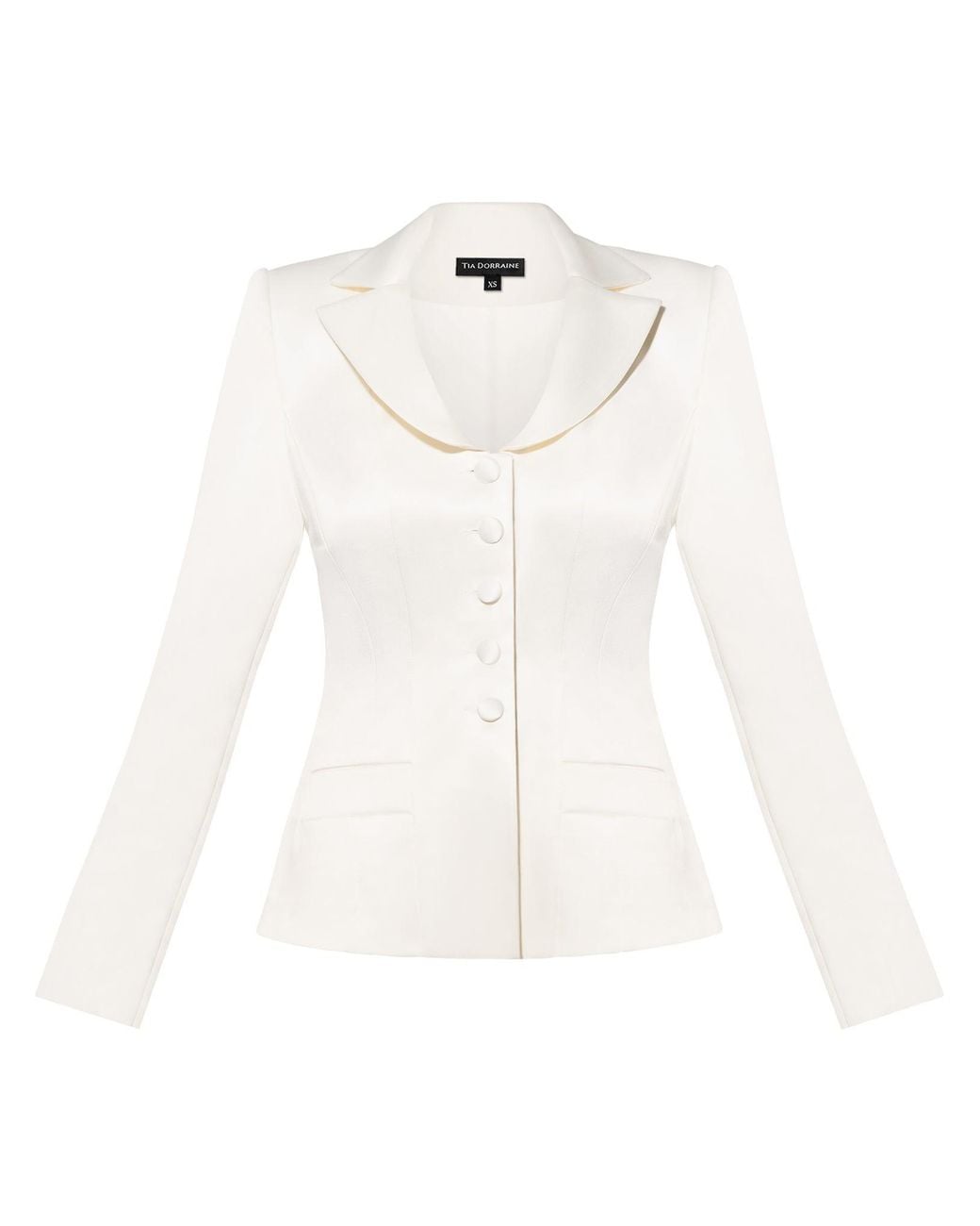 Tia Dorraine White Tailored Satin Blazer