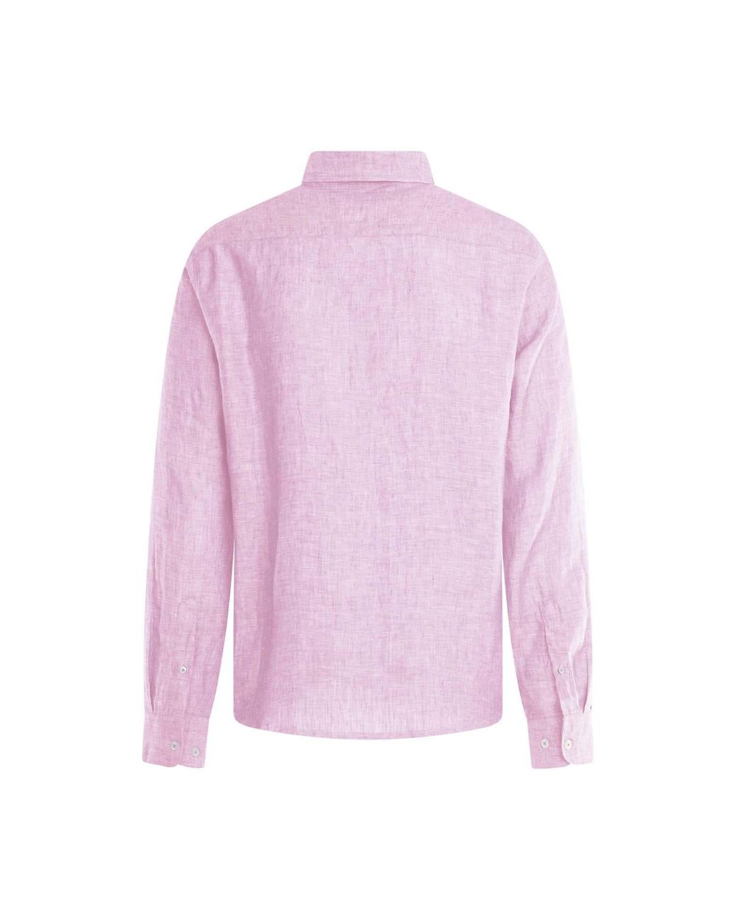 Haris Cotton Purple Linen Melange Basic Long-Sleeved Shirt for men