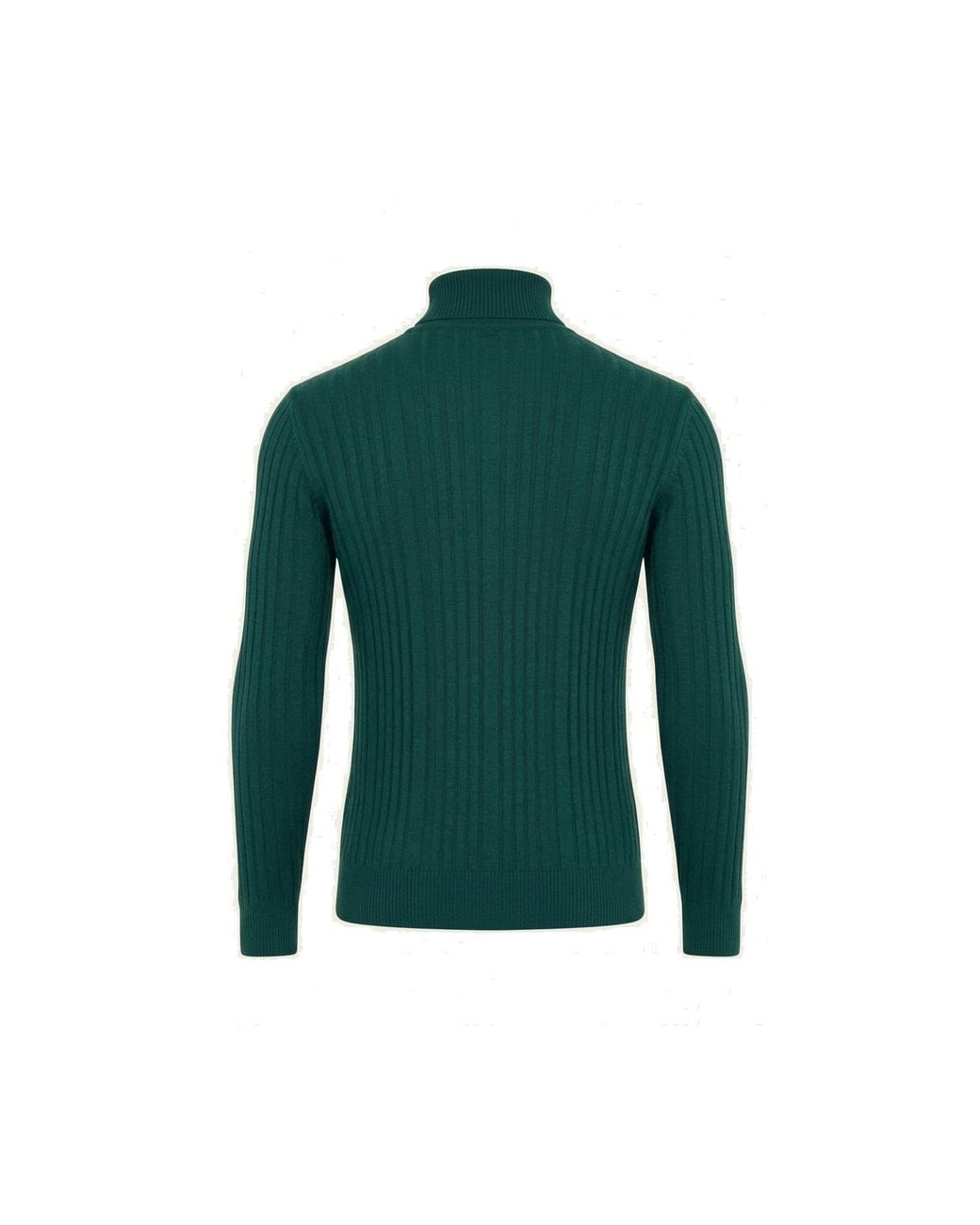 Ron Tomson Green Roll Neck Ribbed Sweater for men