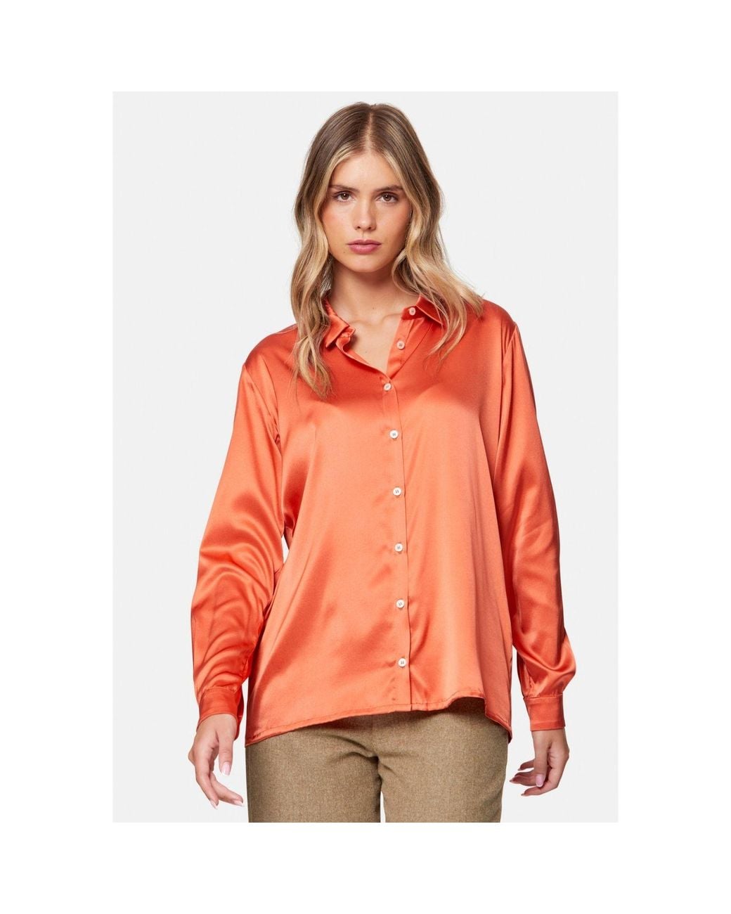 Helen Mcalinden Orange Elsie Silk Utility Shirt