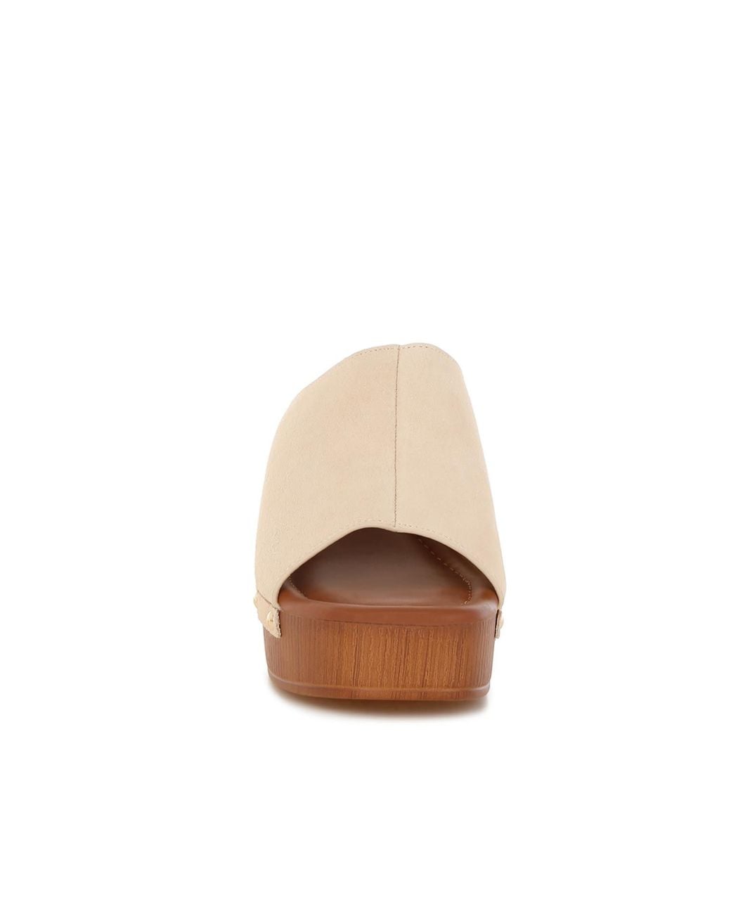 Rag & Co White Masaki Soft Suede Leather Wooden Clogs