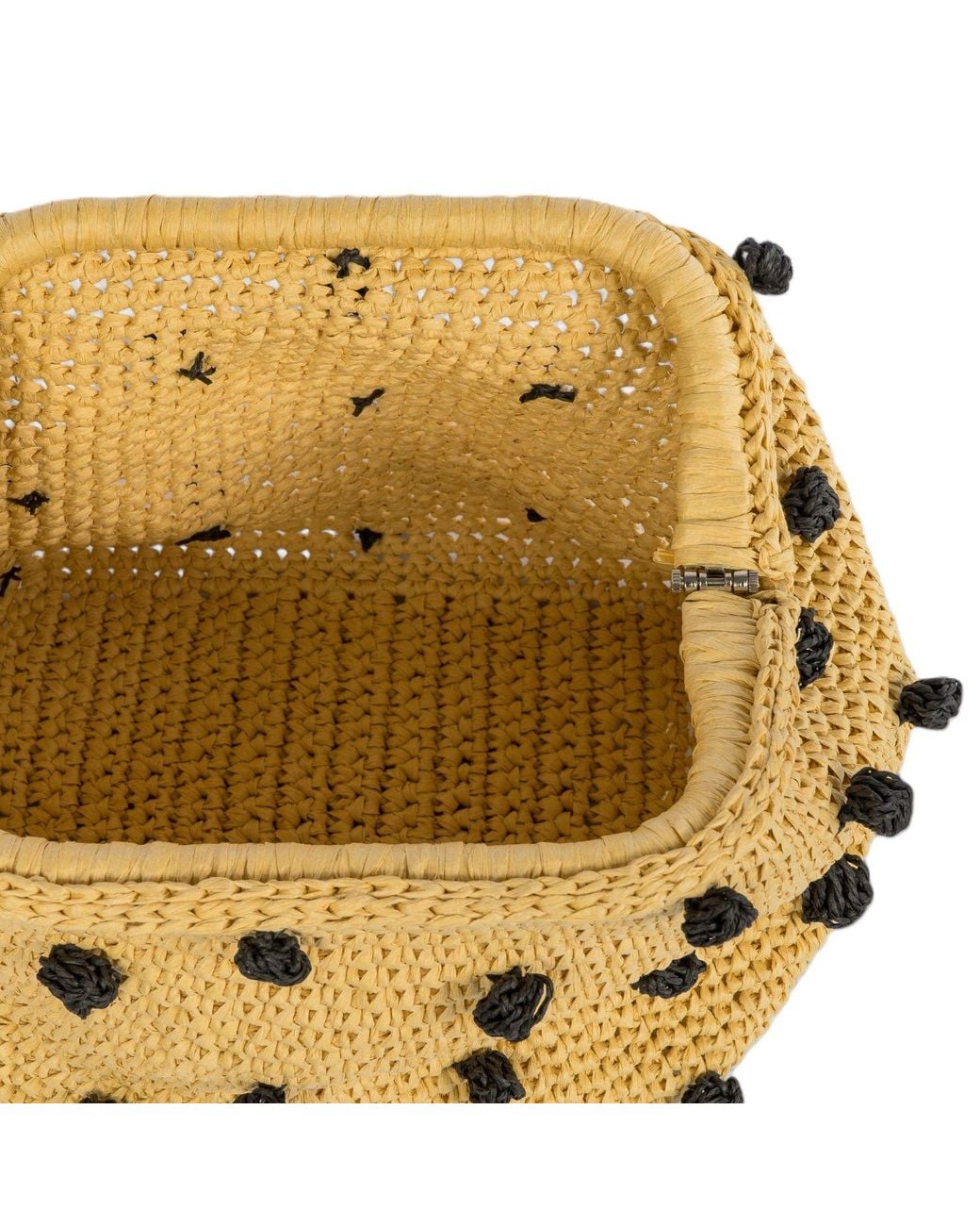 Springmoonatelier Metallic Pompom Raffia Handbag