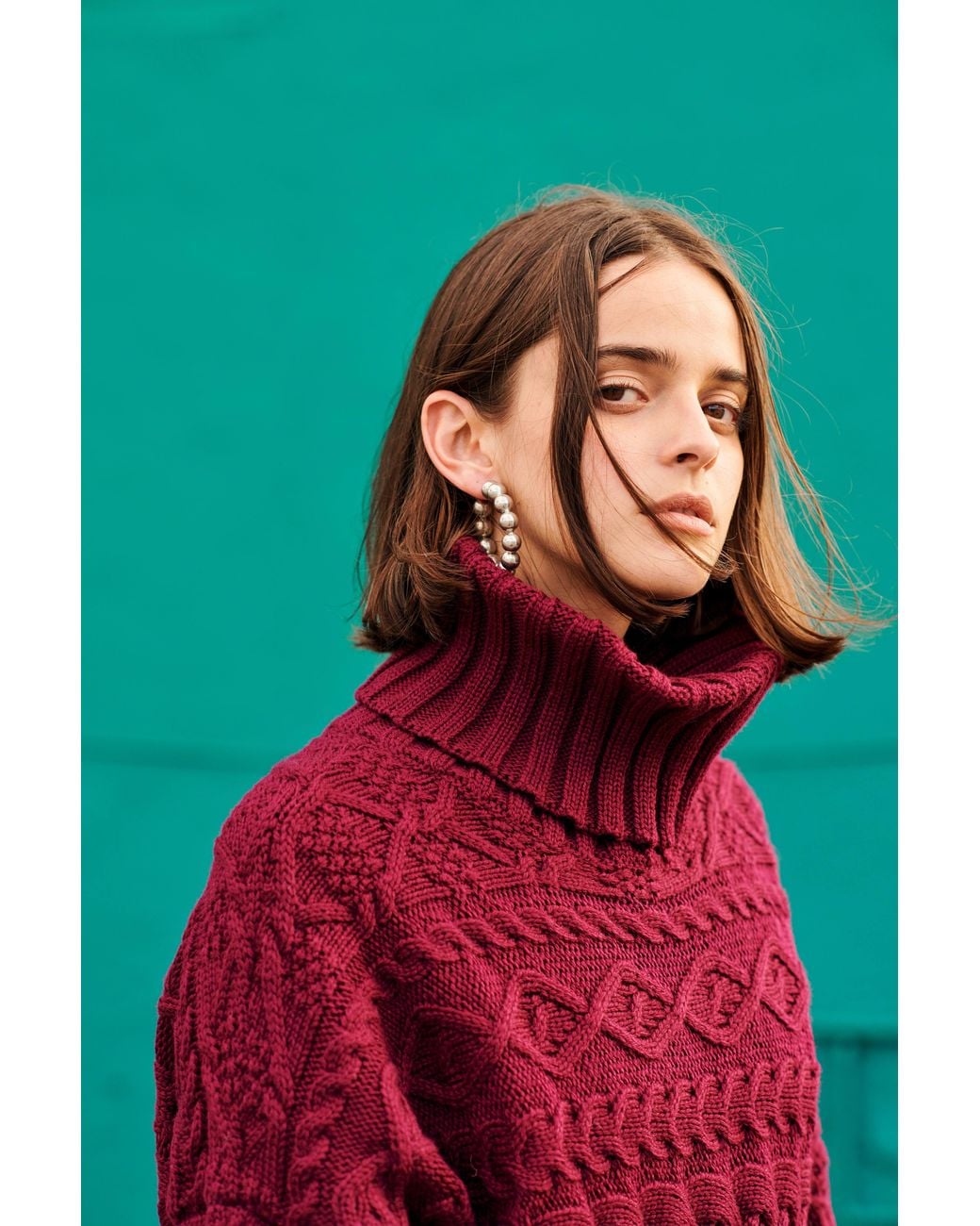 Gigi Knitwear Purple Cable Sweater