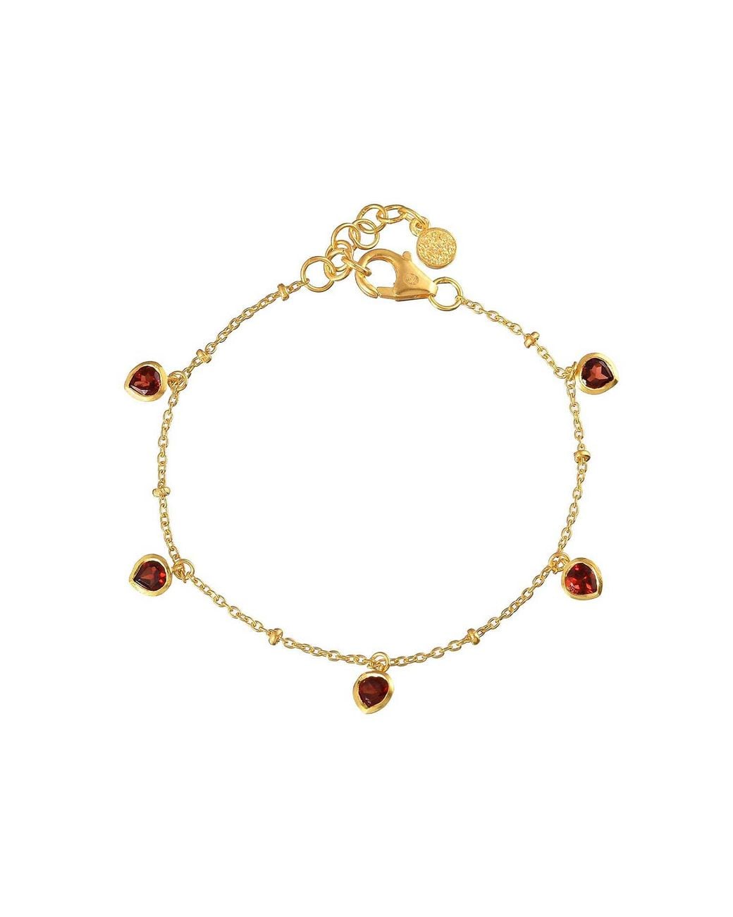 Moon London Metallic Mani Garnet Heart Bracelet
