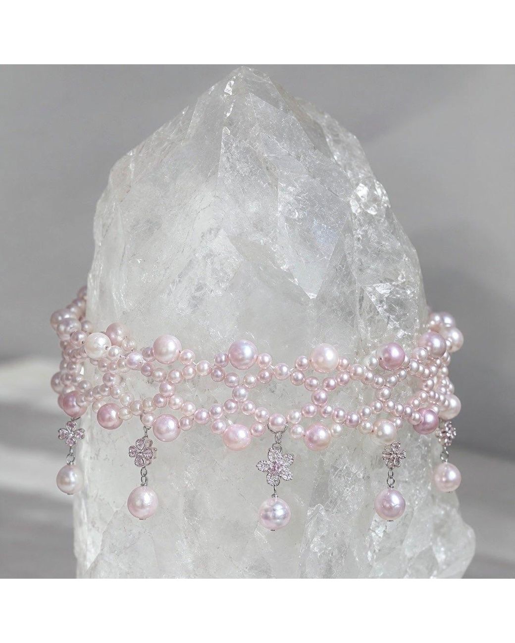 Ninemoo Pink Ballet Rosé Arabesque Pearl Headpiece