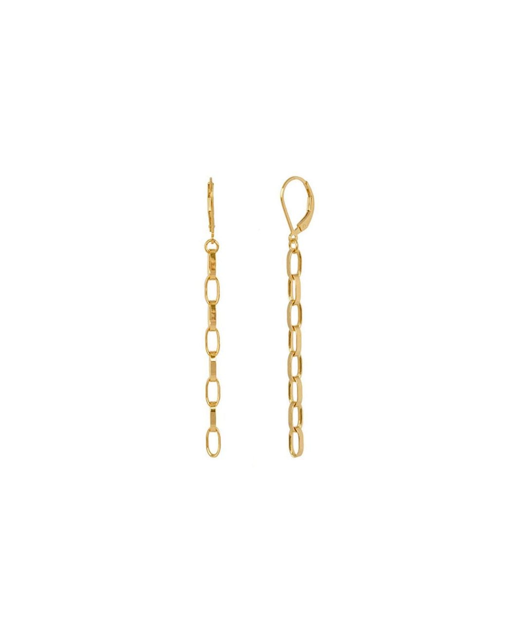 Edge Only Metallic Oval Link Drop Earrings 18Ct Vermeil