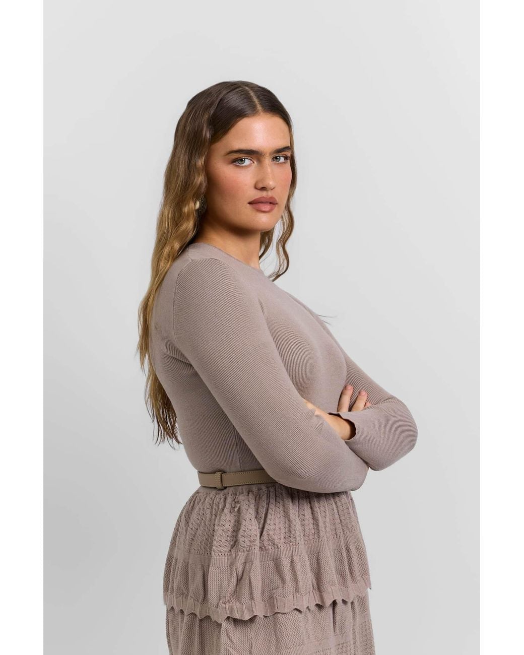 Rave on Trend Natural Tiered Knit Dress