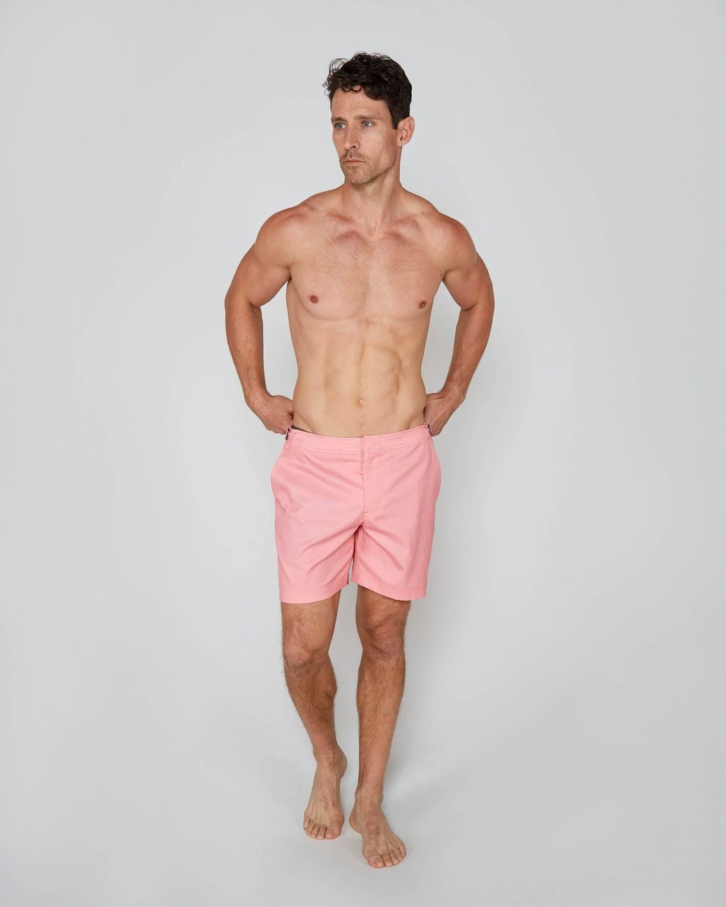 Lords of Harlech Pink Neptune Oxford Tailored Swim Short for men