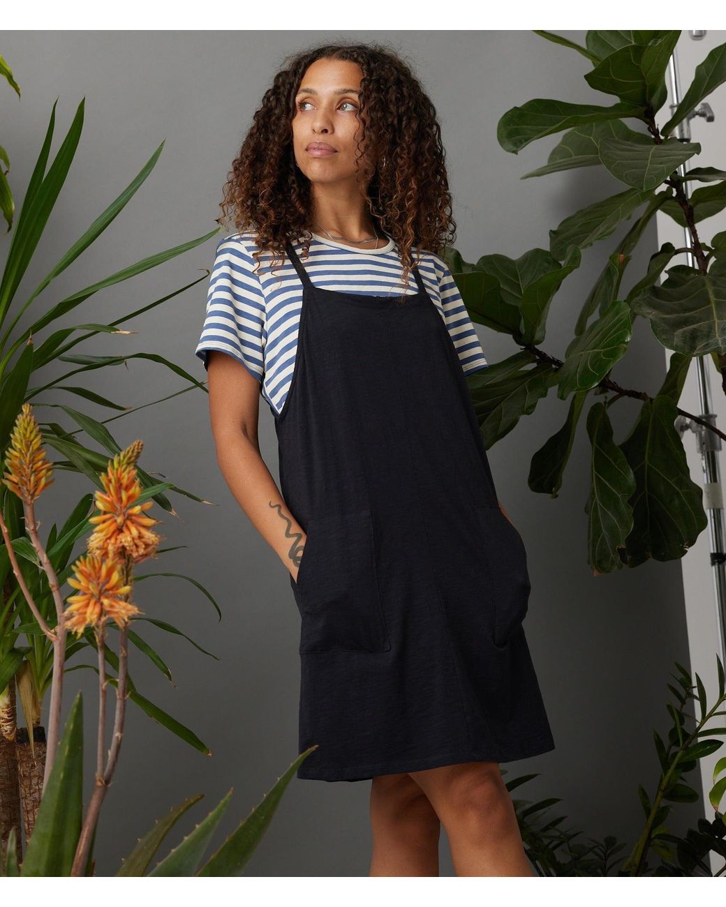 Known Supply Blue Overall Cotton Dress