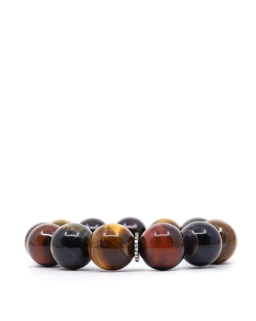 Shar Oke Brown Tiger's Eye Beaded Bracelet for men