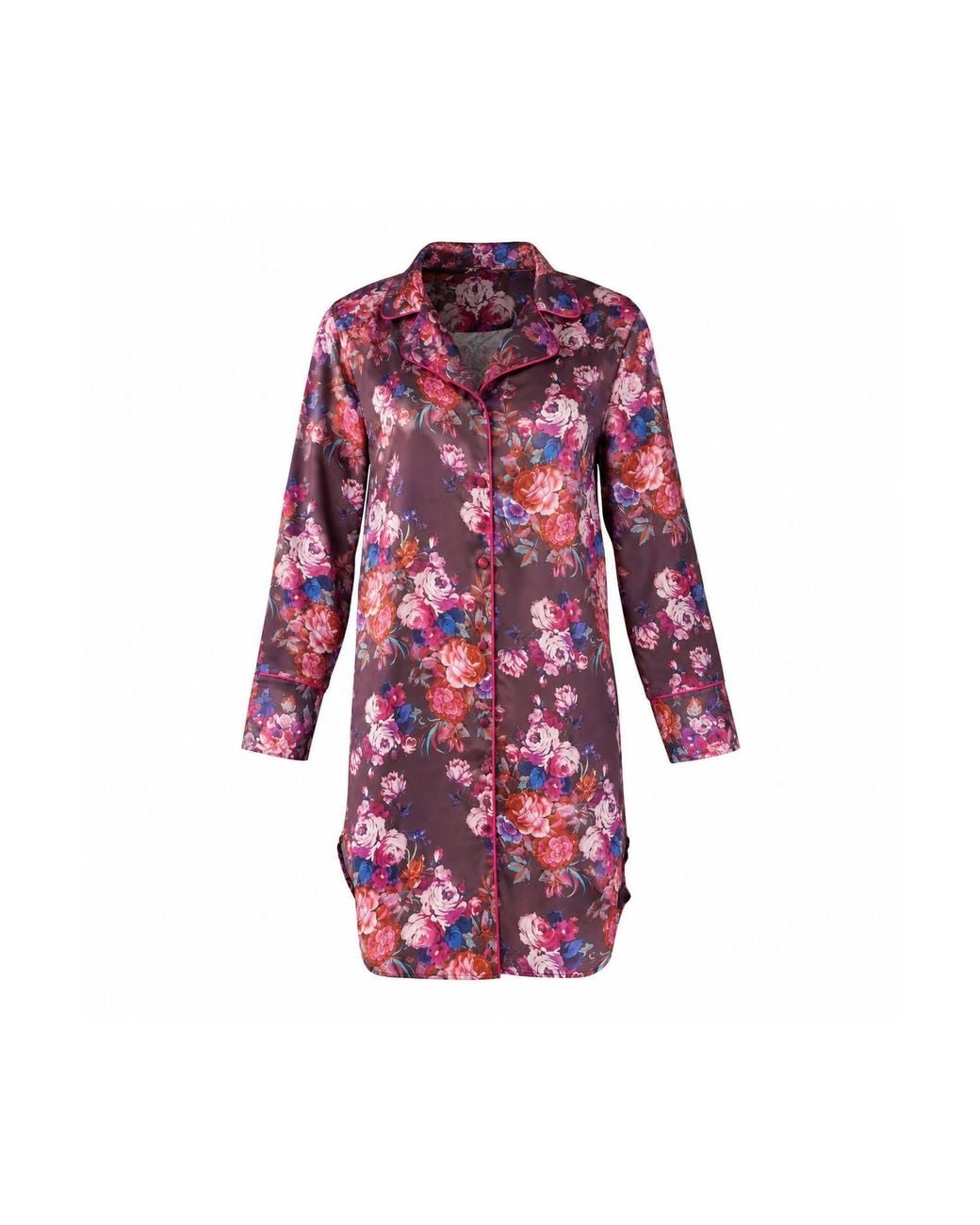 Oh!Zuza Red Lullaby Silk Nightshirt With Collar