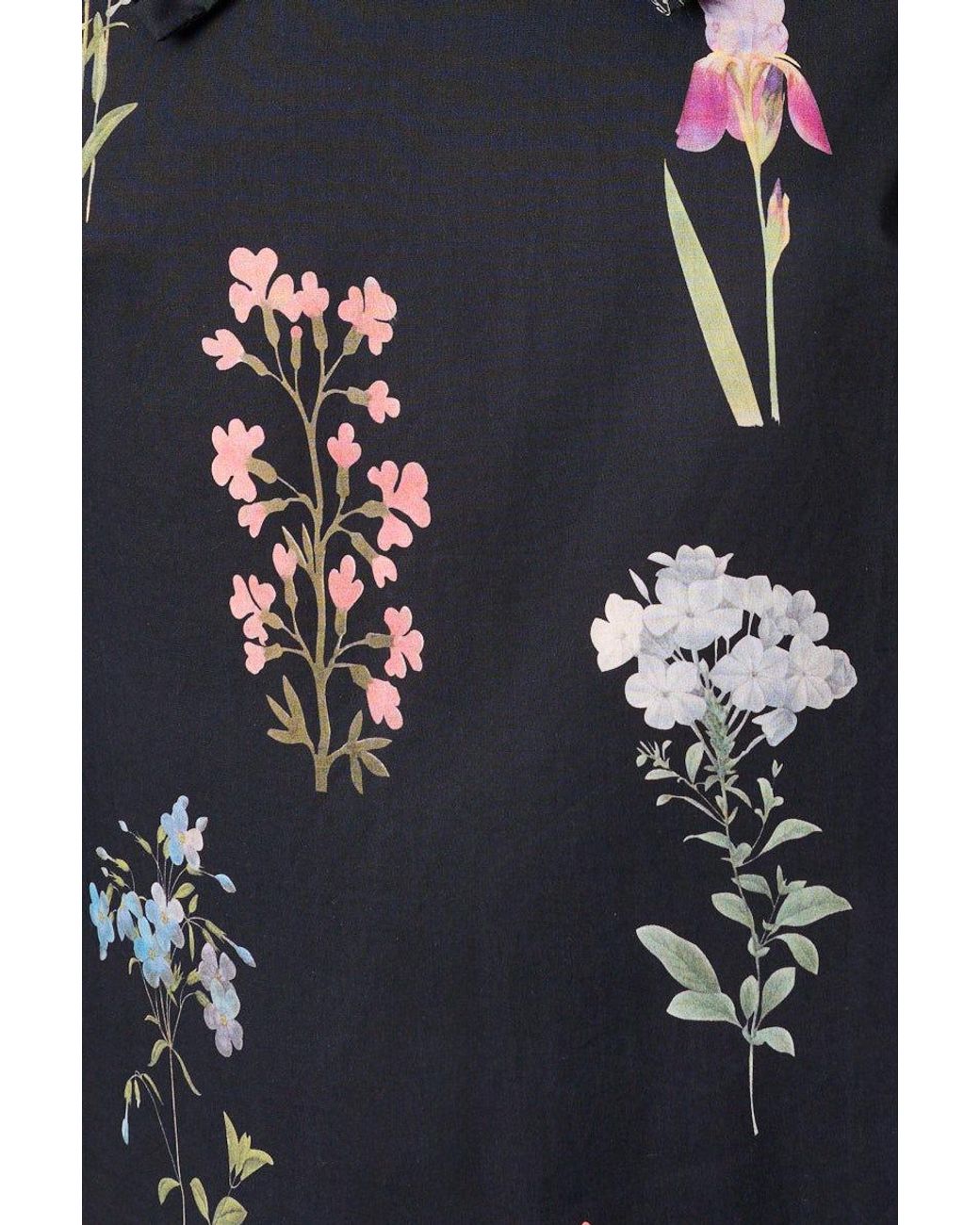 Louche Blue Dixie Flower Press Print Balloon Hem Midi Skirt