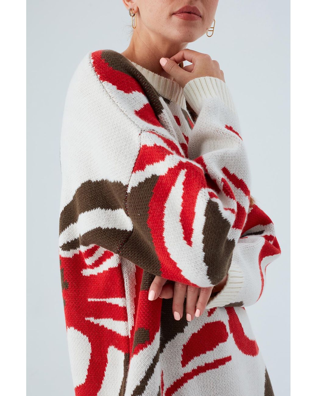 Peraluna Red Polina Floral Long Pullover