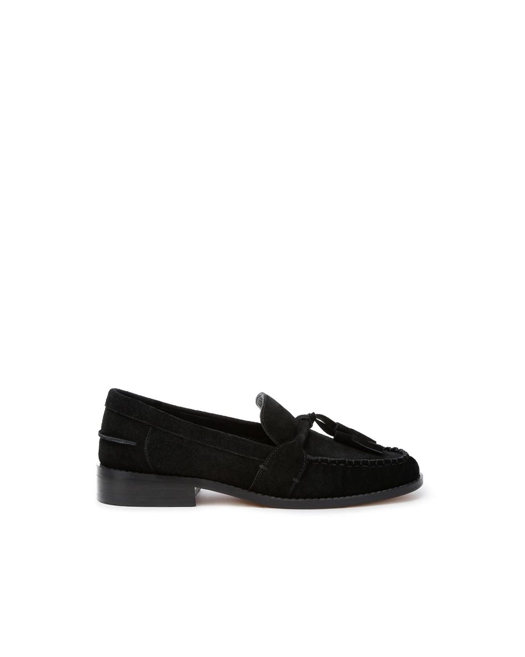 Rag & Co Black Rhone Tassels Detail Genuine Suede Loafers