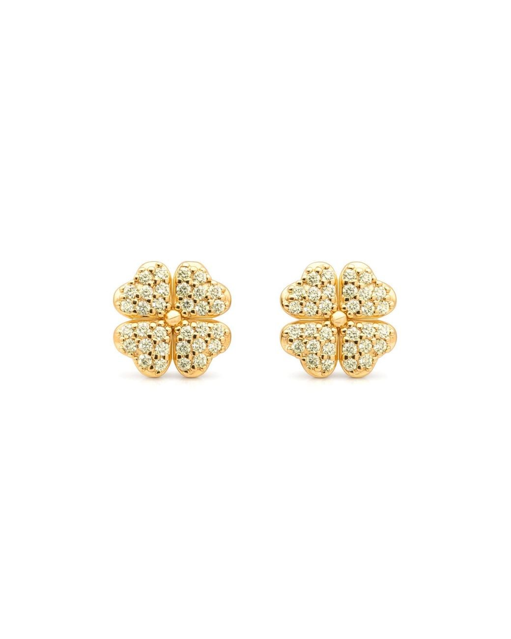 Seven Saints Metallic Four Leaf Clover Pave Stud Earrings