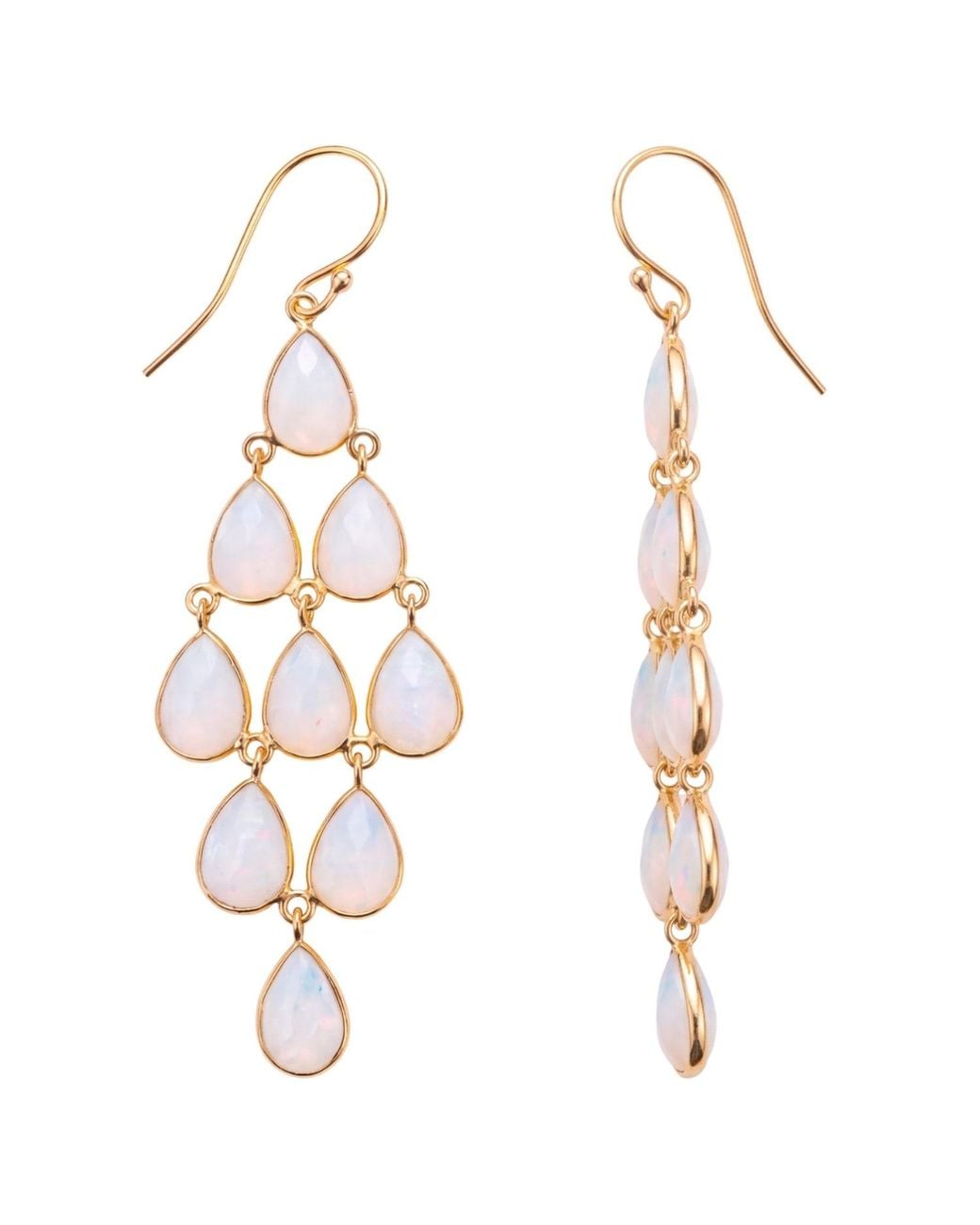 Latelita London Metallic Erviola Gemstone Cascade Earrings Opal