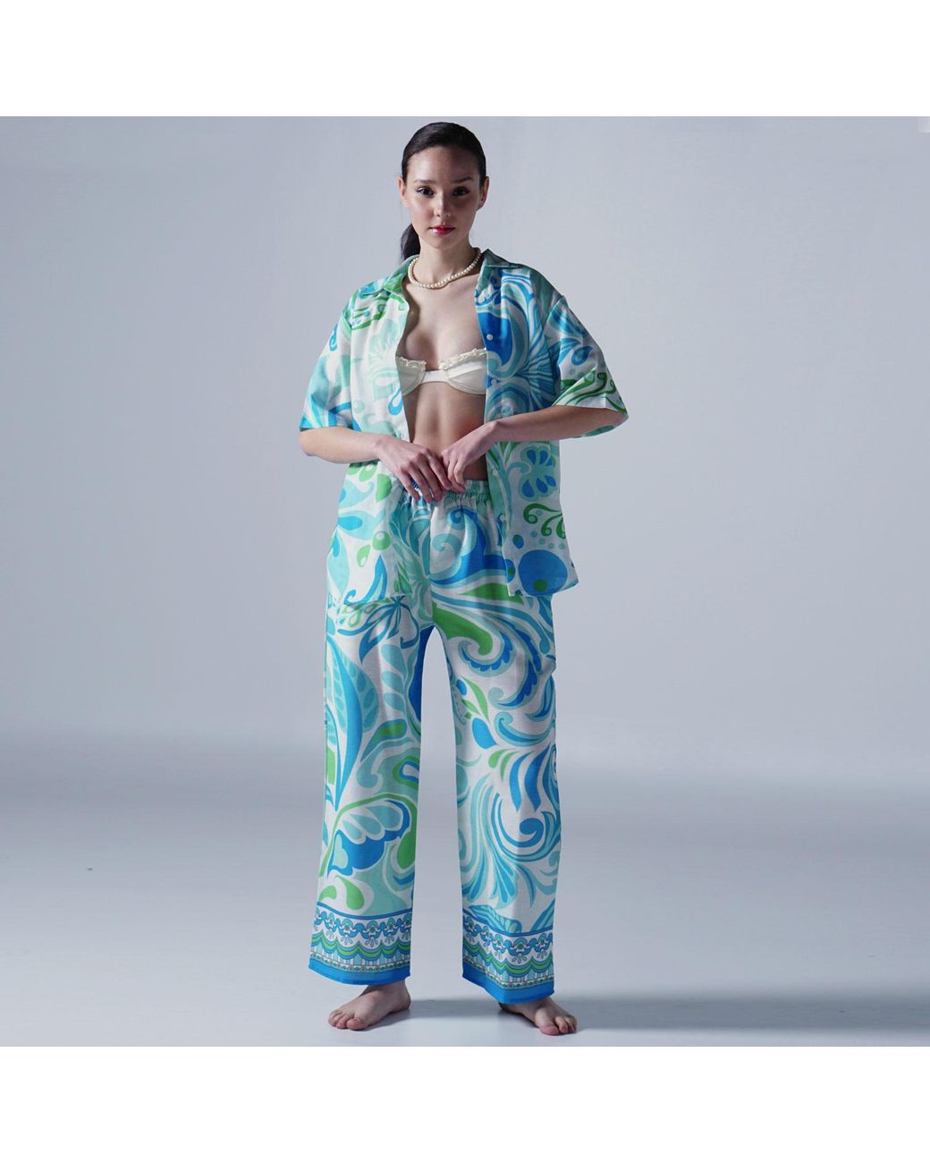 LOVEIST STORE Blue Venice Abstract Print Woven Resort Shirt