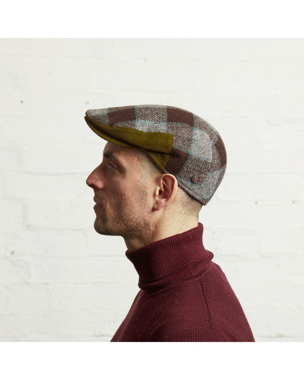 Dasmarca Hats Brown Luis Grassland Tweed Checks Italian Flat Cap for men