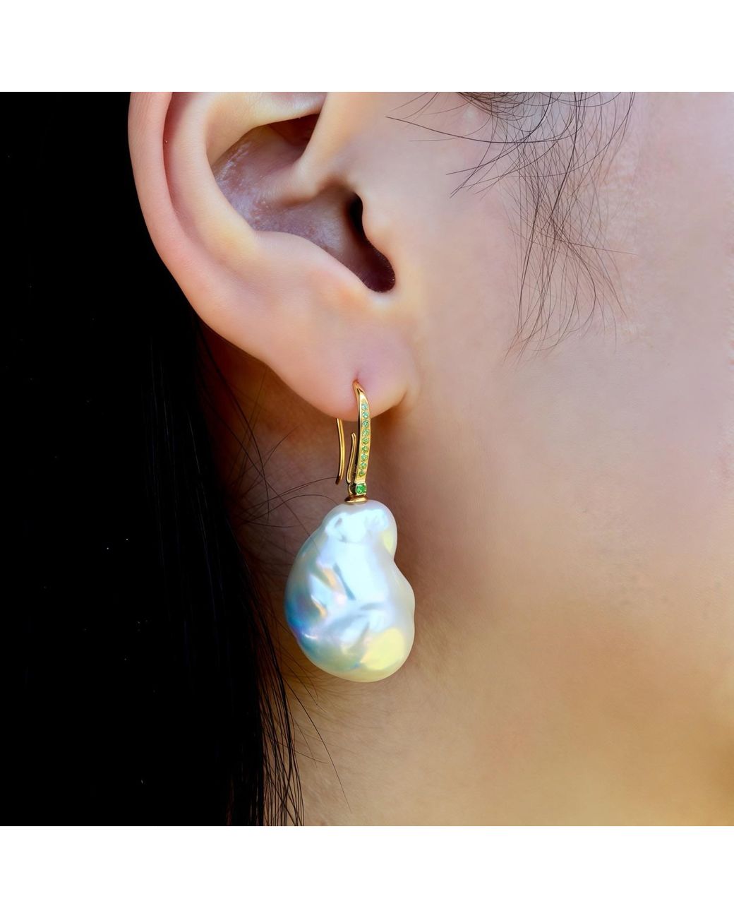 Kai Fine Jewelry Pink Solid Natural Tsavorite & Baroque Pearl Convertible Drop Earrings