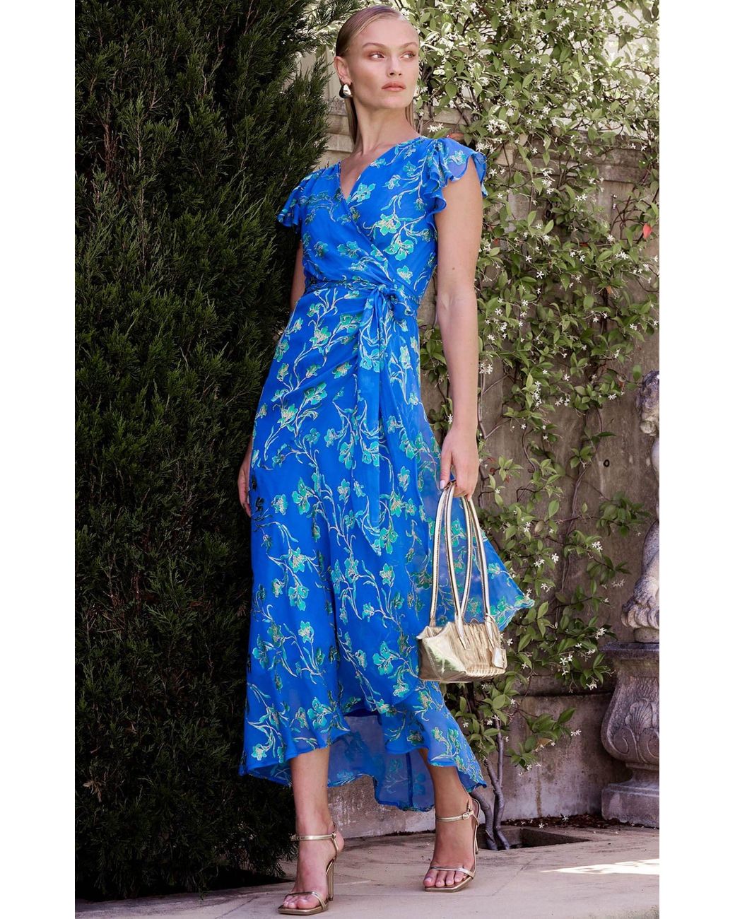 SACHA DRAKE Blue Aphina Wrap Dress