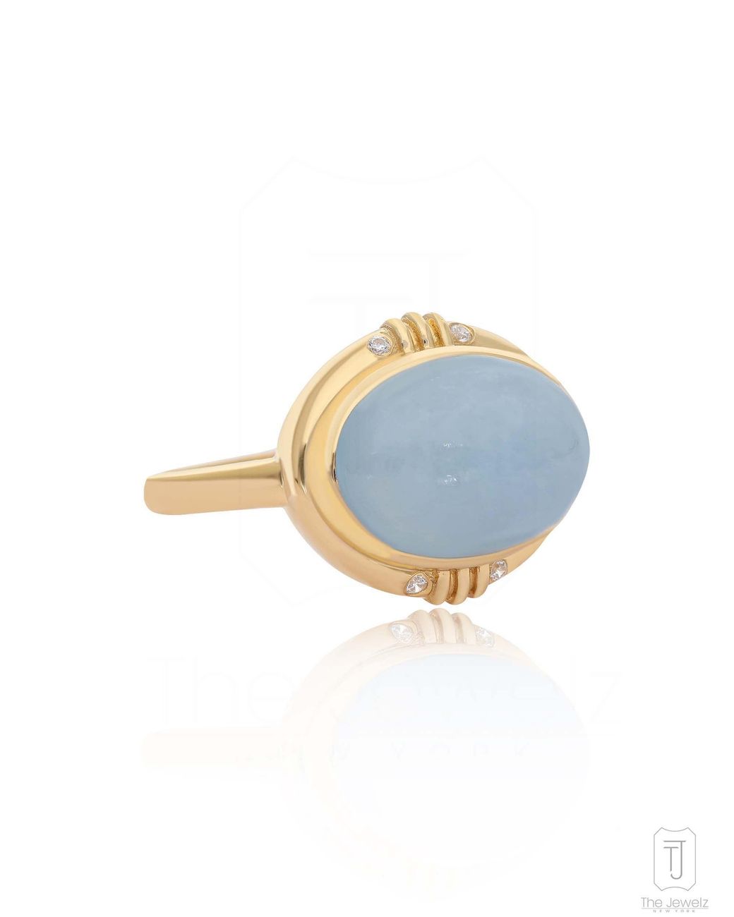 The Jewelz Blue Aqua Innes Cabochon Ring