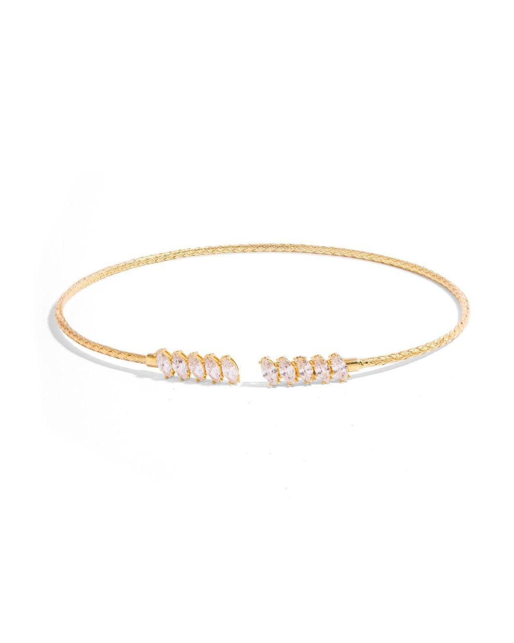 Ebru Jewelry Metallic Marquise Cubic Zirconia Woven Vermeil Choker Necklace