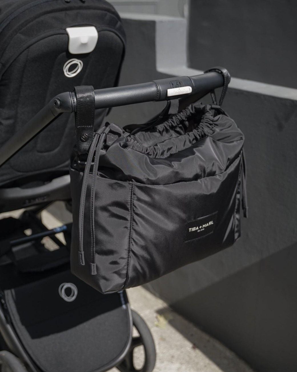 Tiba + Marl Black Luna Drawstring Changing Tote
