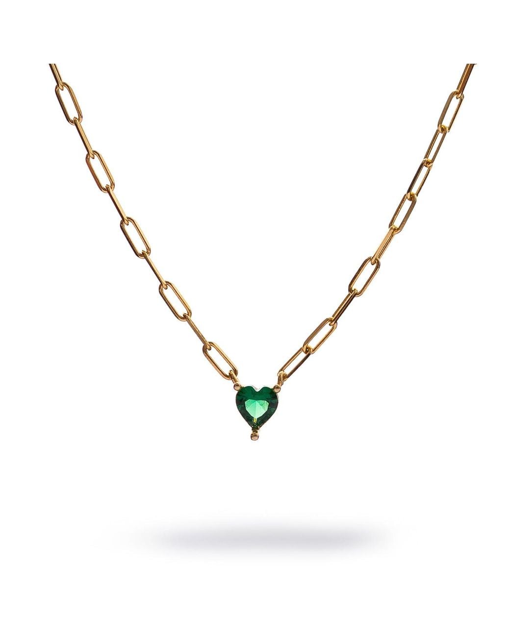 Ebru Jewelry Metallic Emerald Heart Minimalist Necklace