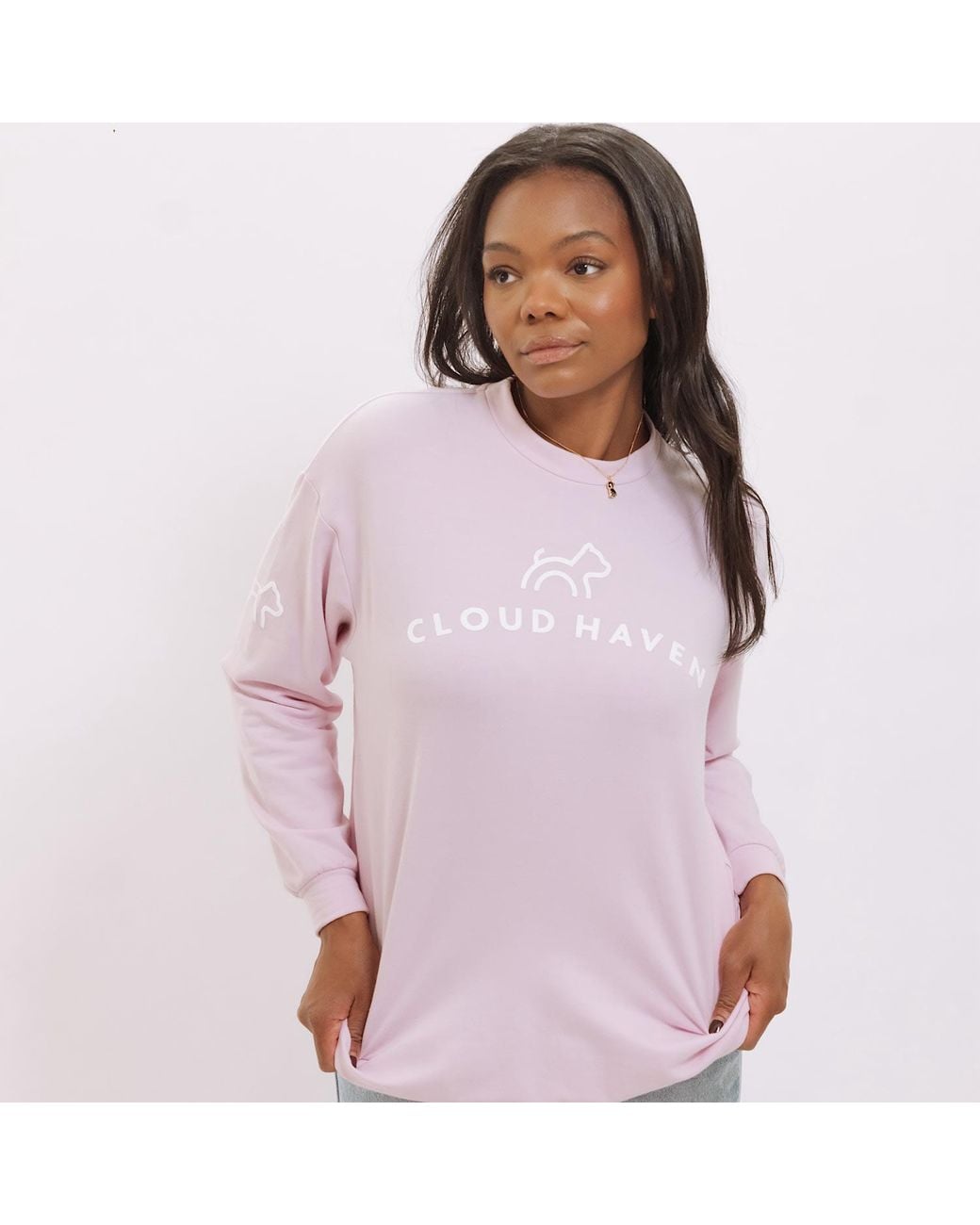 Cloud Haven Pink Boyfriend Logo Sweatshirt