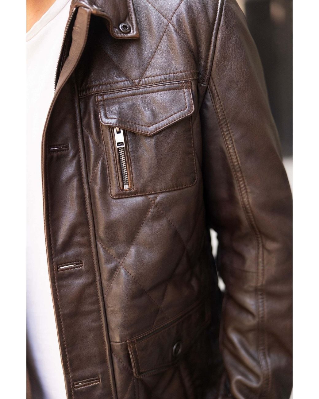 Mauritius Black Quilted Leather Jacket Kalisdo for men