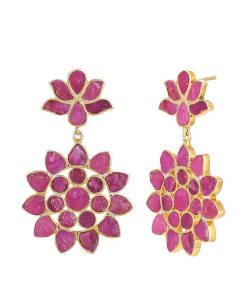 Opium Jewels Pink Water Lotus Statement Earrings