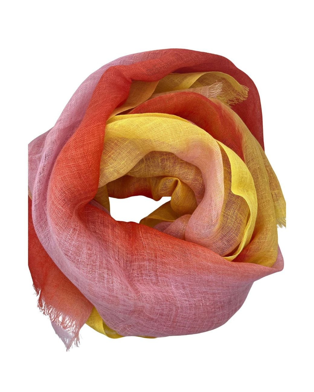 Heritagemoda Red Handmade Ombré Tie-Dye Linen Scarf – And